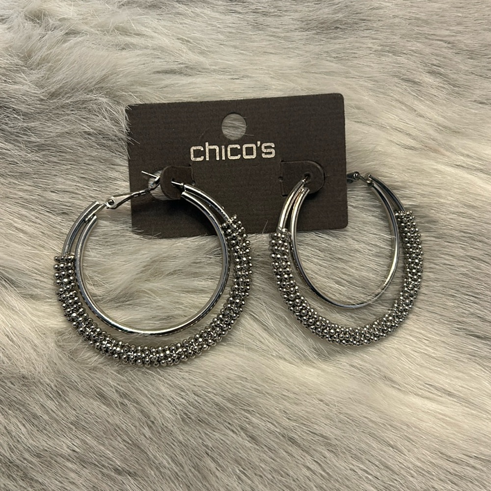 NWT Chico’s Silver Hoop Earrings